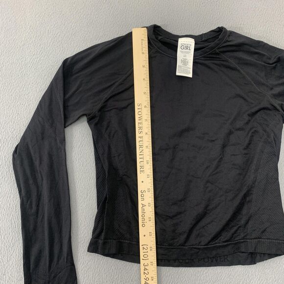 Athleta Girl Shirt Girls Large 12 Black Long Sleeve Thumbhole Athletic Top - Picture 3 of 11